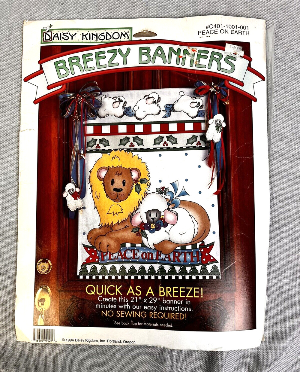 Daisy Kingdom Banner Christmas Peace On Earth Easy Craft Quilt Panel Lion Lamb